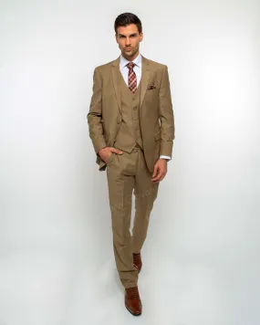 2 Button Notch Lapel Tan Slim Fit Suit FF2SV-4030