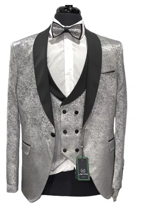 4pc Slim Fit Pattern Tuxedo-Gray