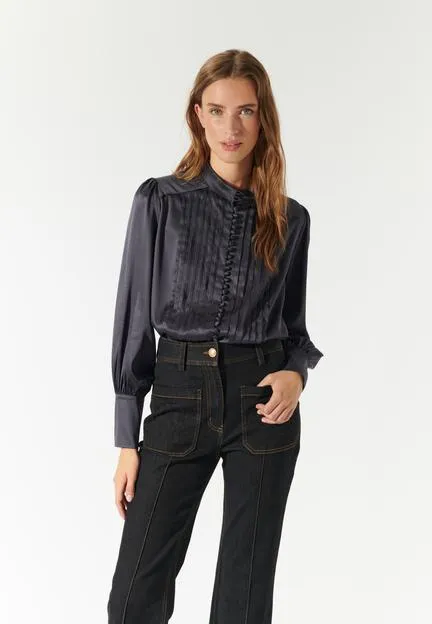 Alaima Inkpot Pleated Silk Blouse