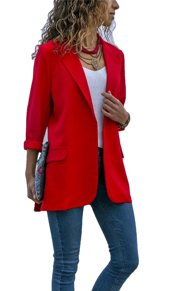 Autumn Trendy Women's None Button Slim Notched Blazers For Office