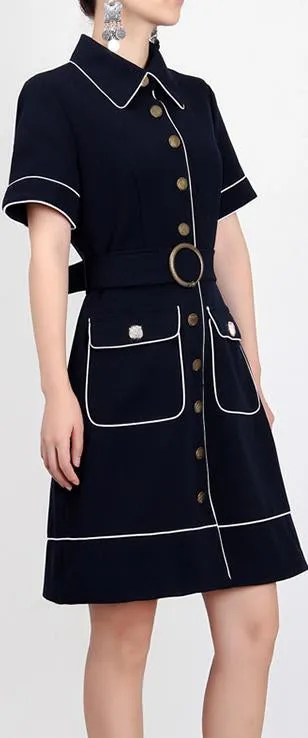 Belted Buttoned Mini Dress