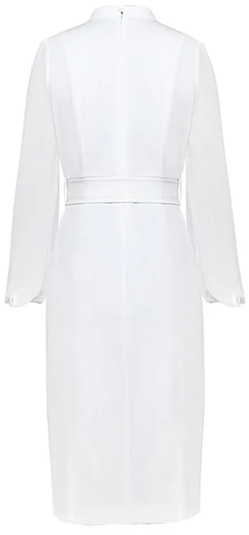 Belted White Sheath Dress