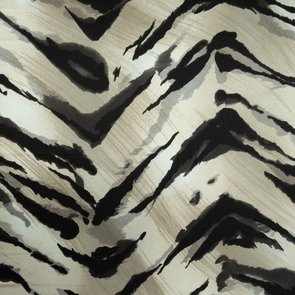 Black & Taupe Animal Printed Poly Satin