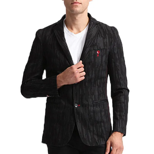 Black Casual Business Suits Cotton Printing Blazers for Men