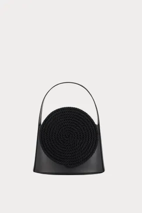 BLACK Leather Handle Bag with Passementerie Details