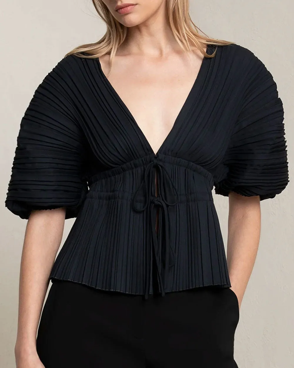 Black Pleated Stella Top