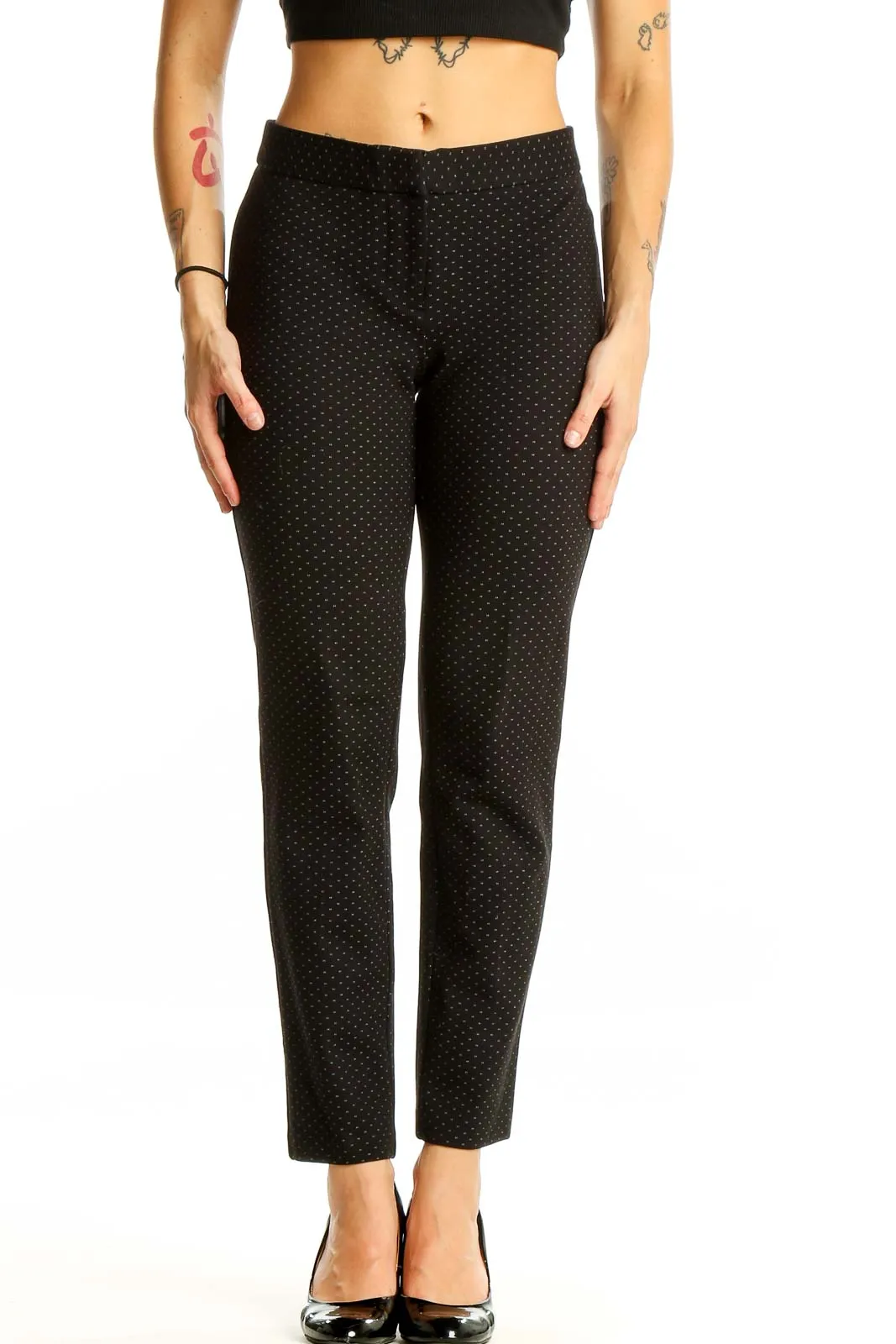 Black Polka Dot Slim Fit Trousers