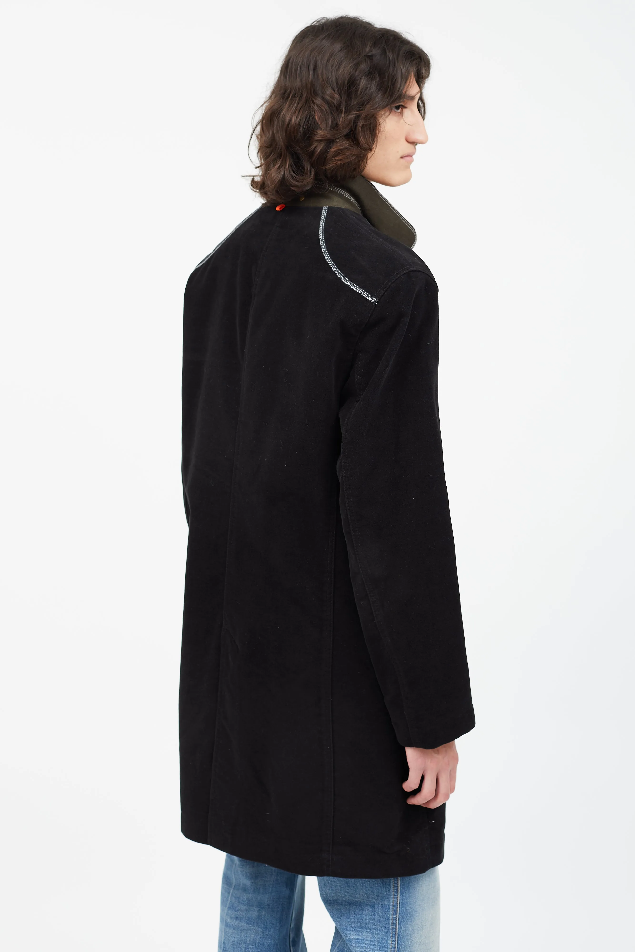 Black Suede Double Breasted Coat