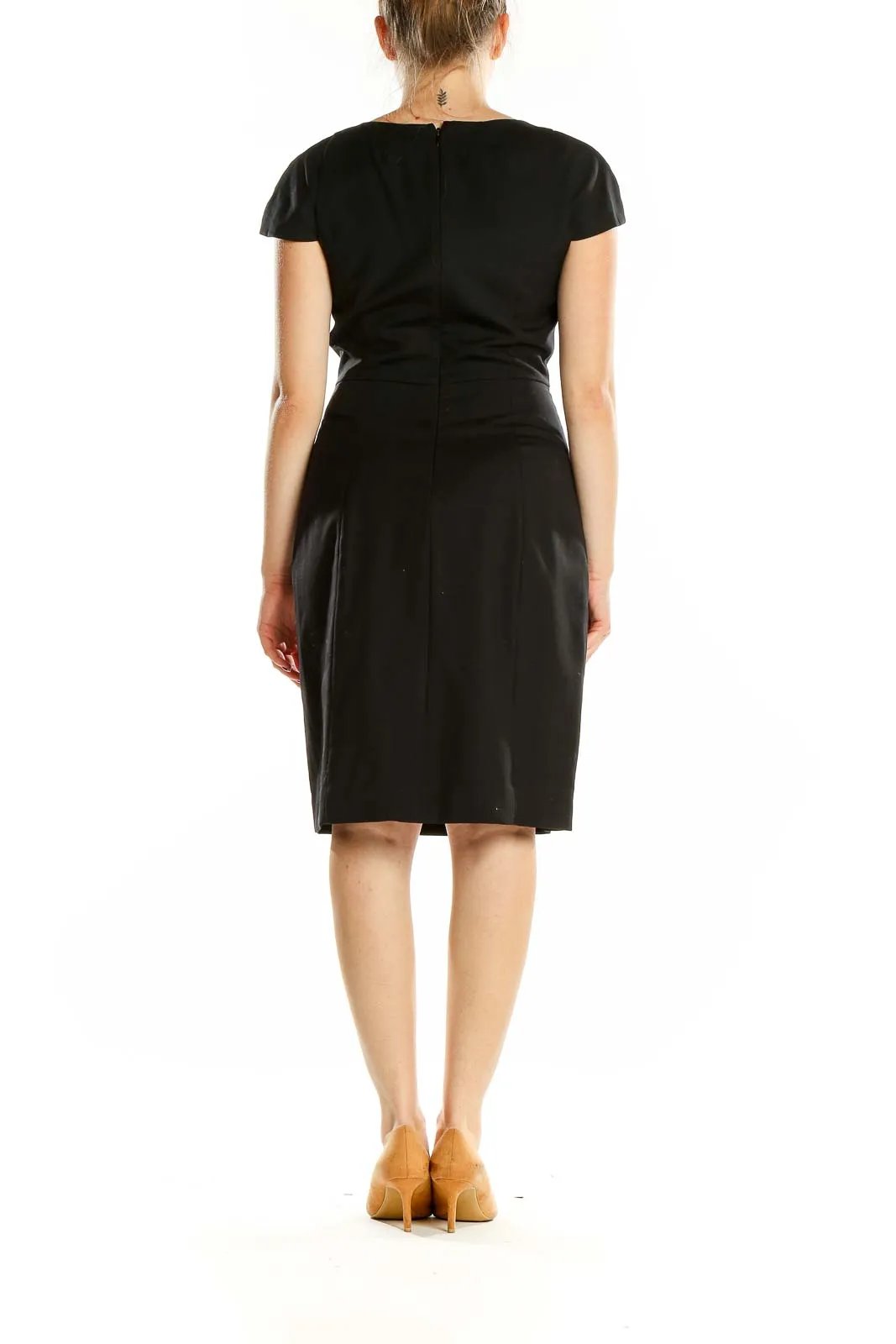 Black Wool Blend Sheath Dress