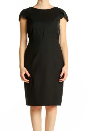 Black Wool Blend Sheath Dress