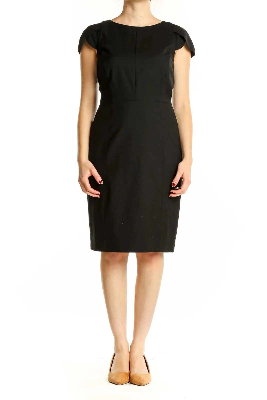 Black Wool Blend Sheath Dress