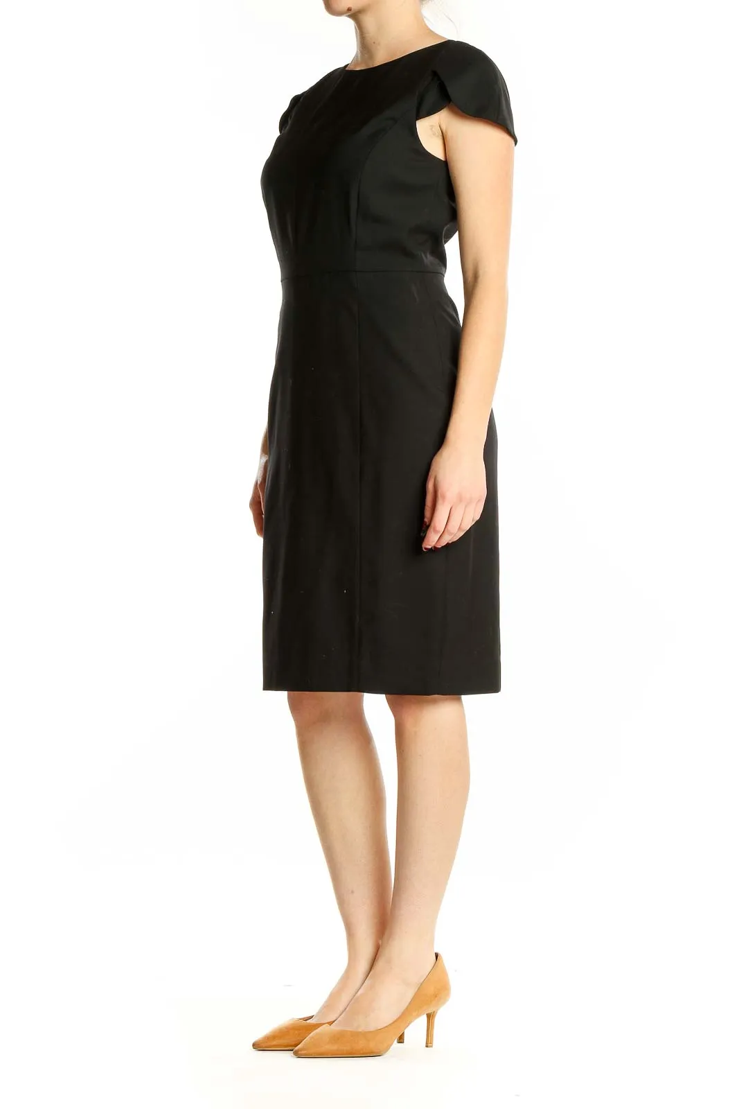 Black Wool Blend Sheath Dress