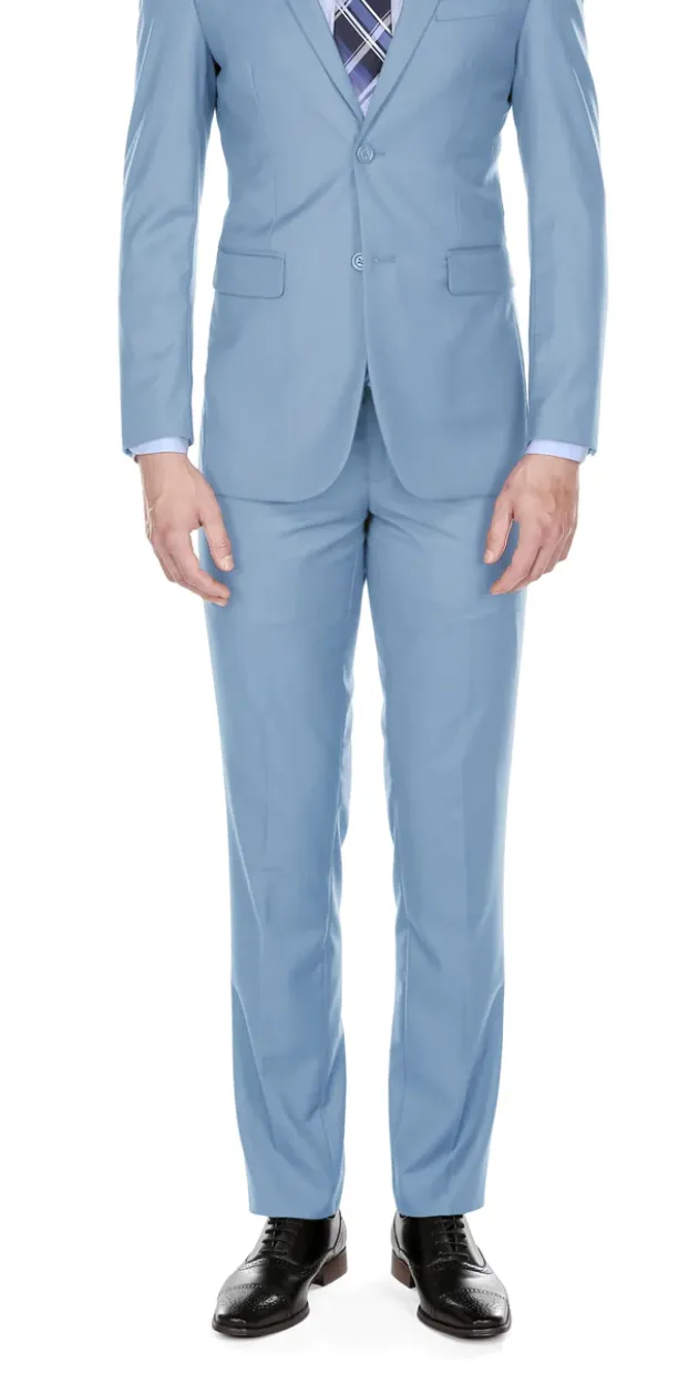 Braveman Light Blue Men's Slim-Fit Suit Single Breast Notch Lapel Style-PYS02