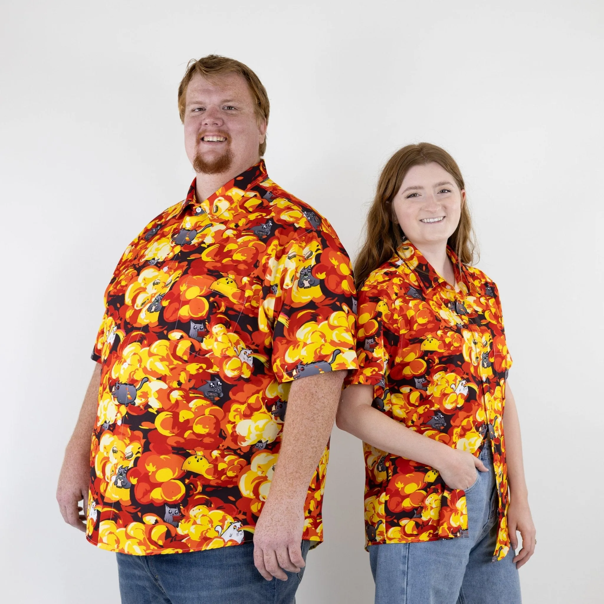 Chaotic Exploding Kittens Button Up Shirt