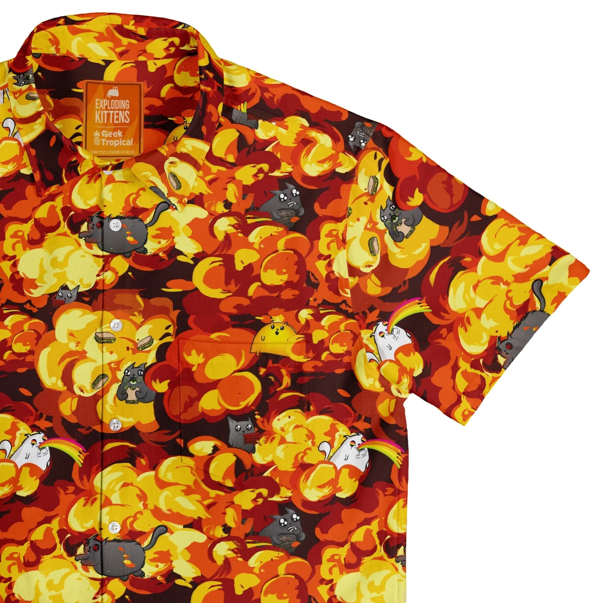 Chaotic Exploding Kittens Button Up Shirt