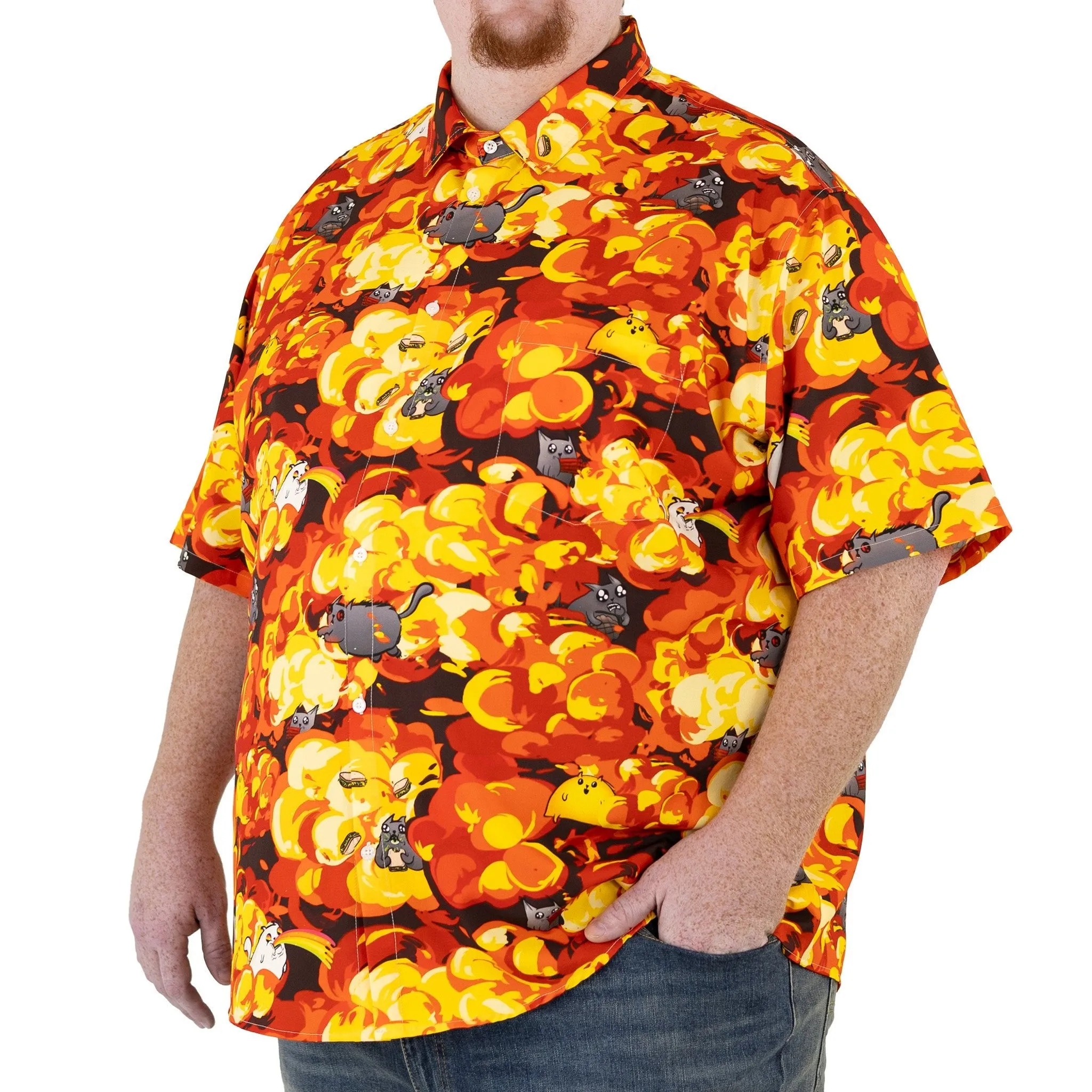 Chaotic Exploding Kittens Button Up Shirt