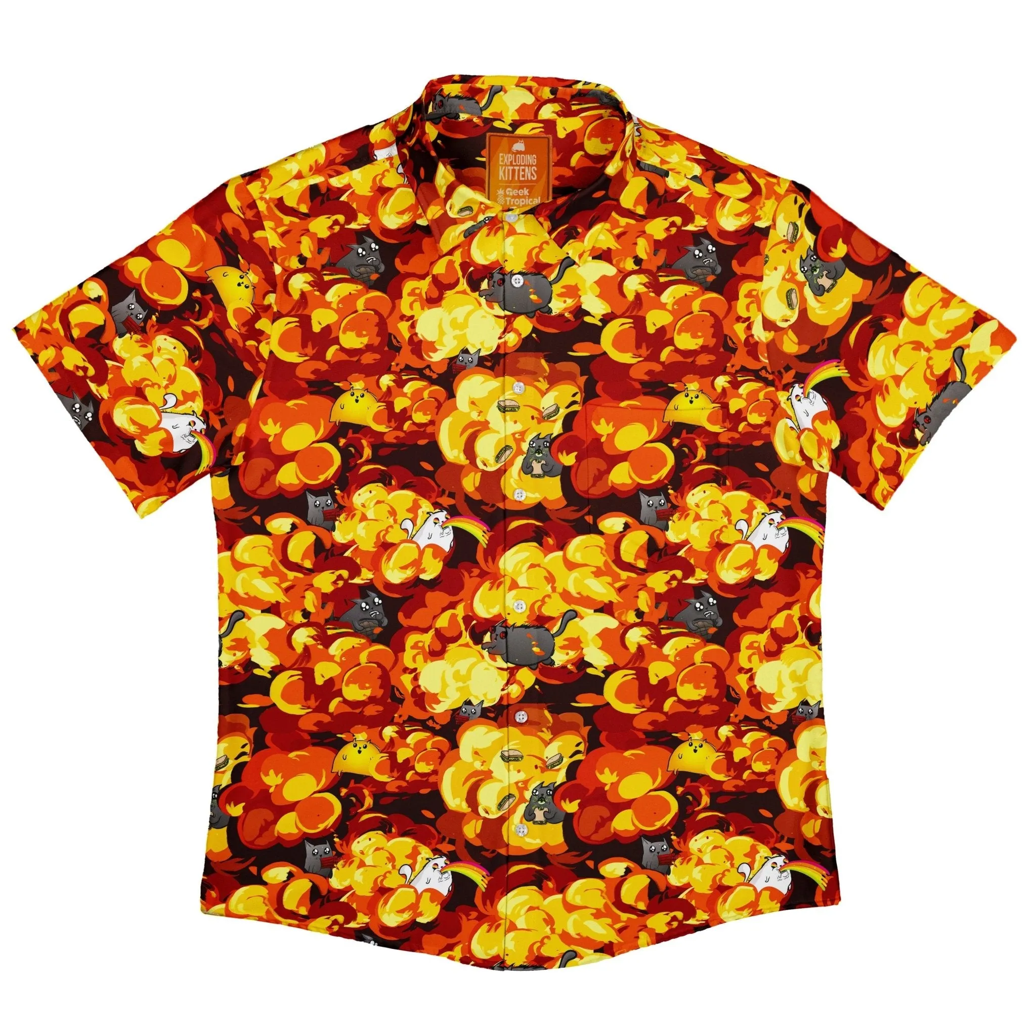 Chaotic Exploding Kittens Button Up Shirt