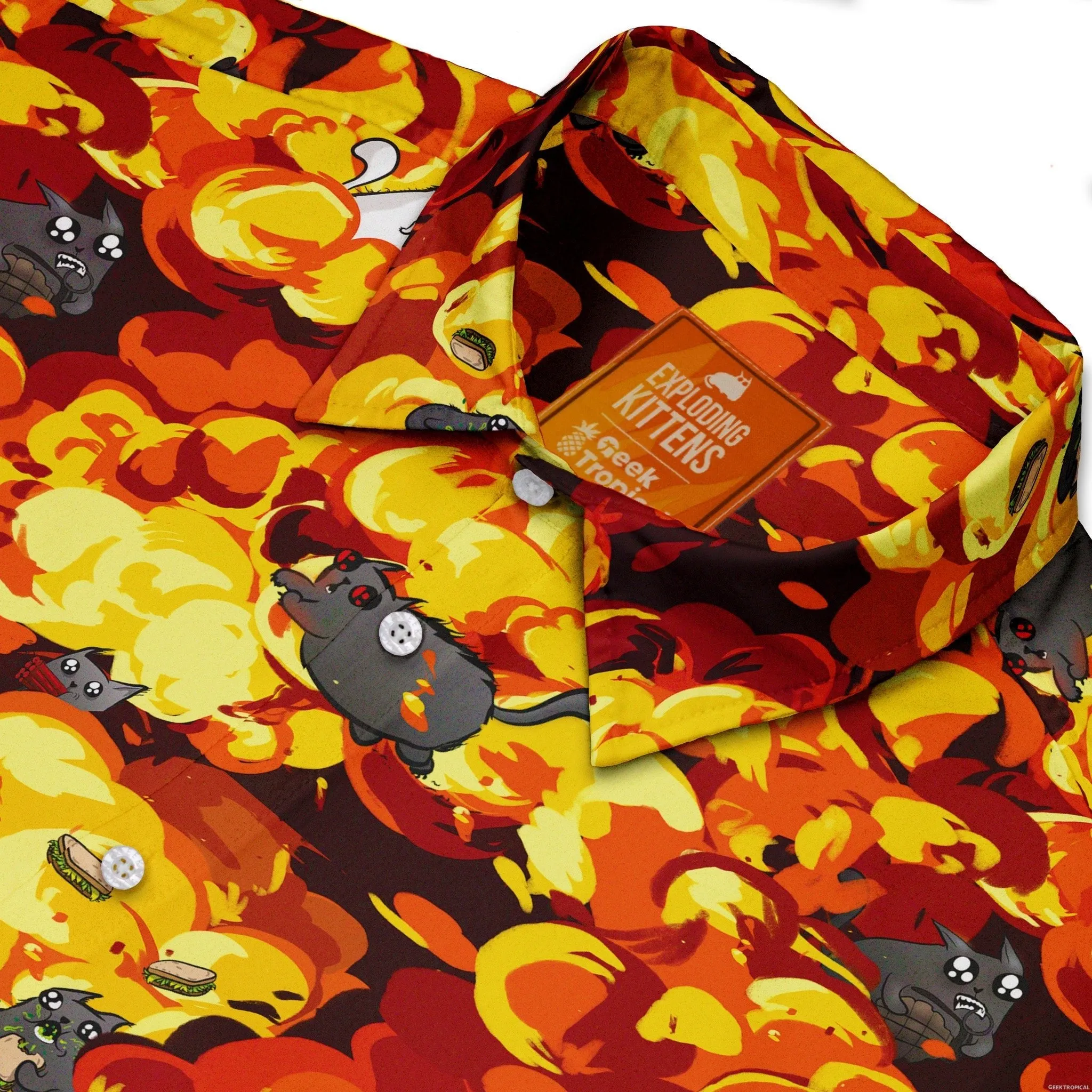 Chaotic Exploding Kittens Button Up Shirt