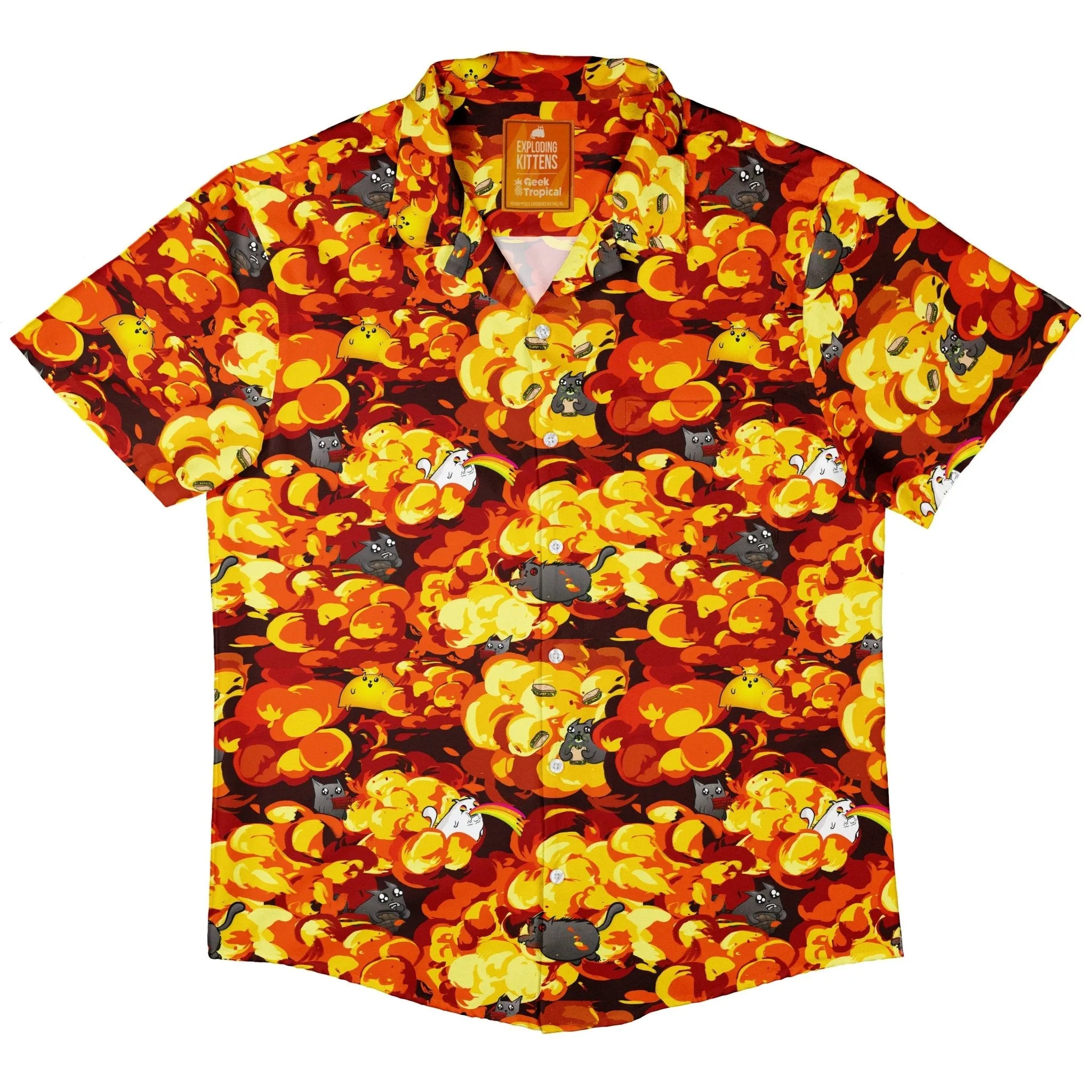 Chaotic Exploding Kittens Button Up Shirt