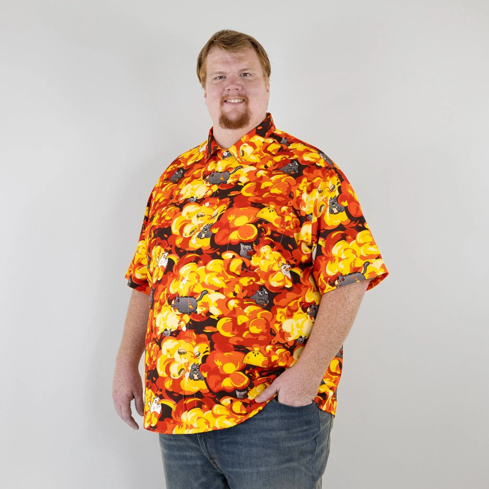 Chaotic Exploding Kittens Button Up Shirt