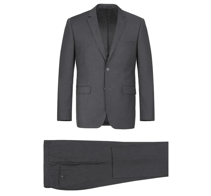 Charcoal Grey Renoir men's 2 piece slim fit suit single breasted notch lapel