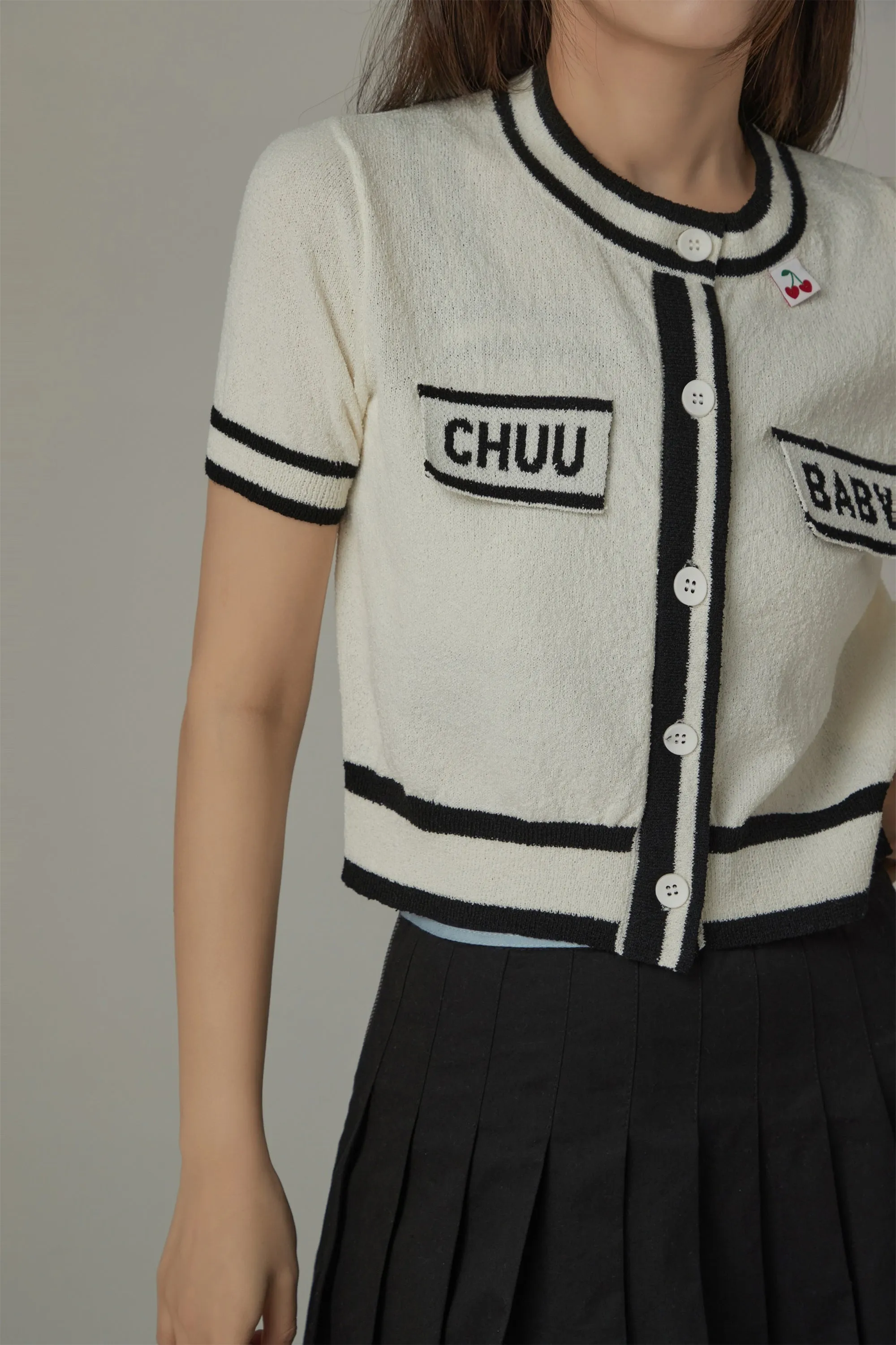 Chuu Baby Contrast Knit Cardigan