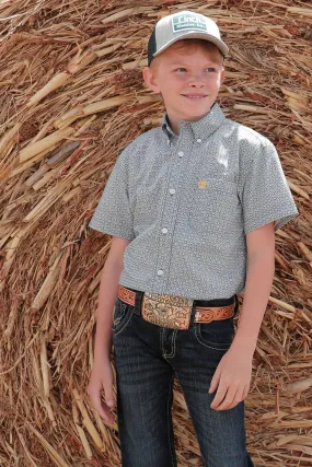 CINCH BOYS GREEN SHORT SLEEVE PRINT SHIRT