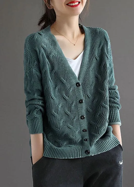 Classy lake Blue button V Neck Knit Cardigans Spring