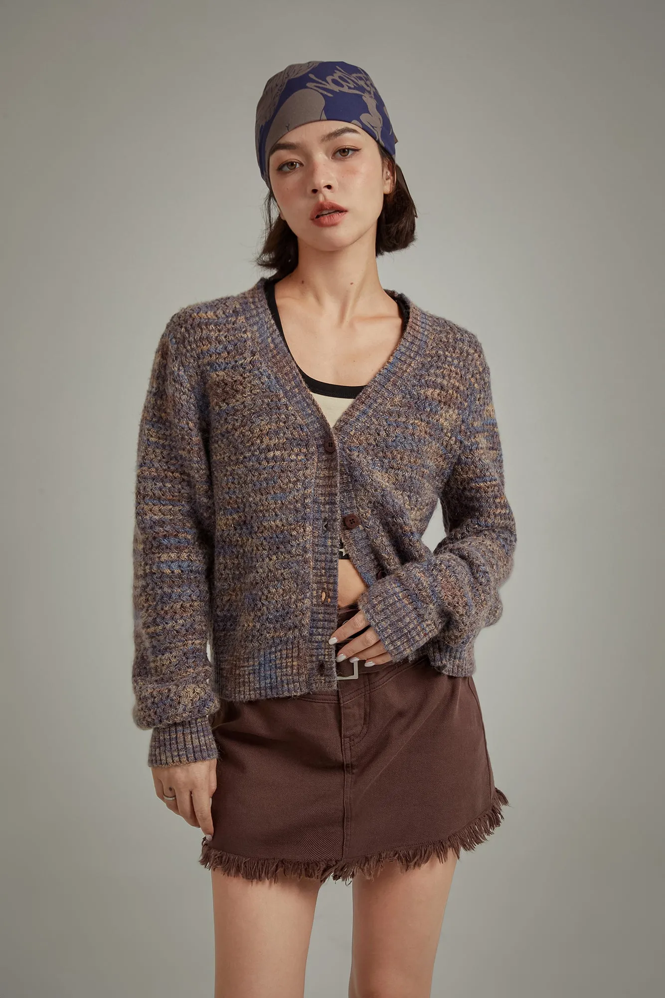 Color Knit Button Cardigan