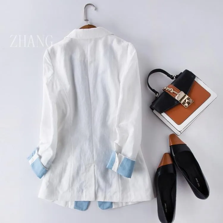 Cotton Linen Single Button Casual Blazer Suit