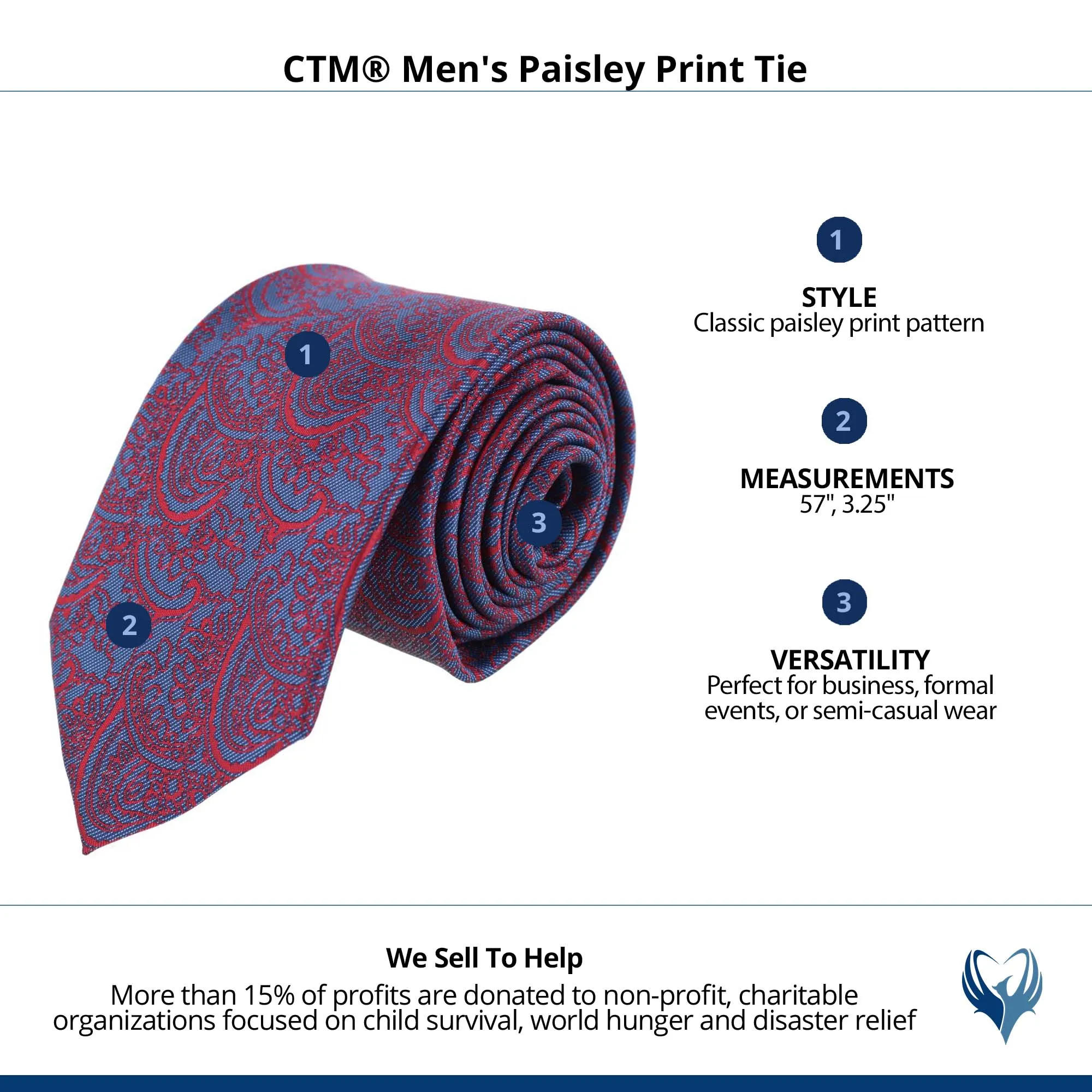 CTM® Men's Paisley Print Tie