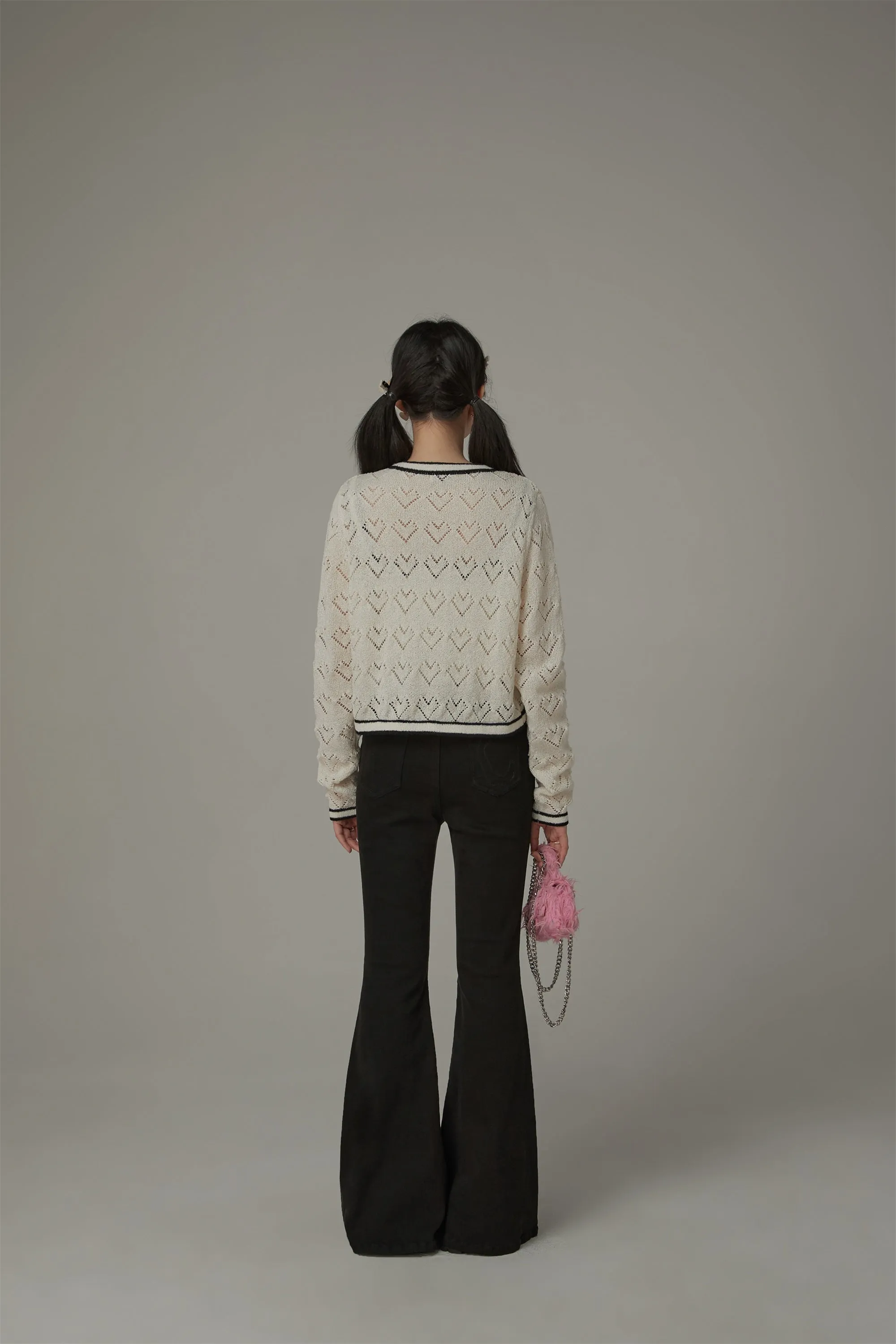 Dotted Hearts Long Sleeve Knit Cardigan