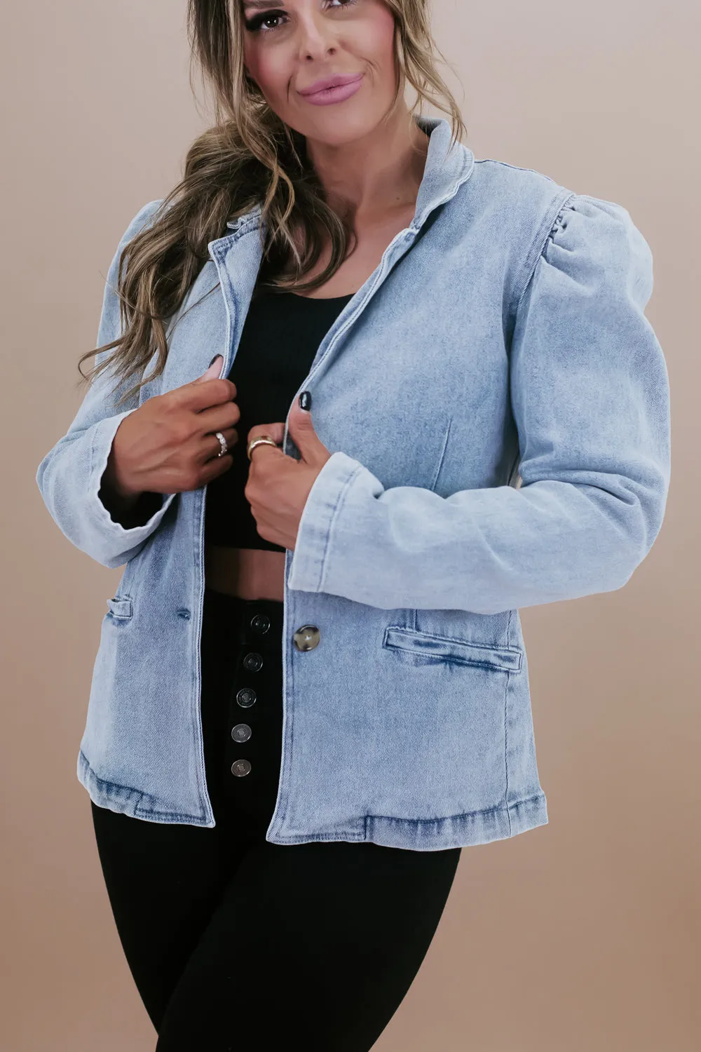 Down To Business Blazer, Denim