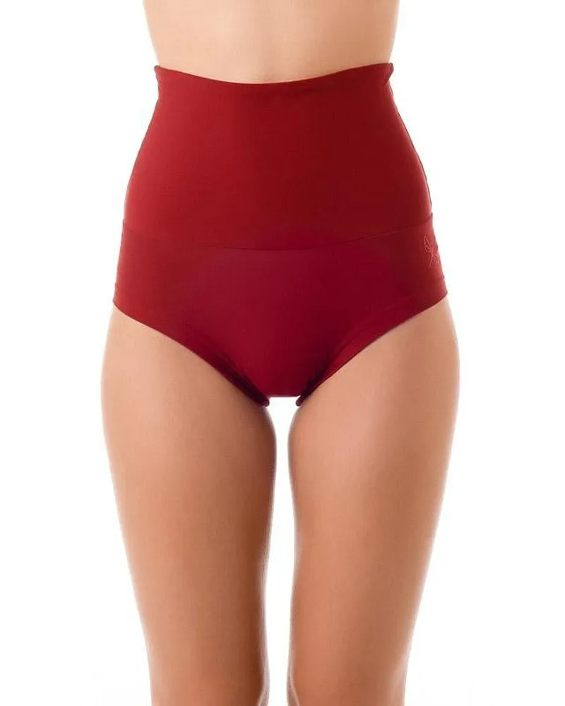 Dragonfly Betty High-Waisted Shorts - Burgundy