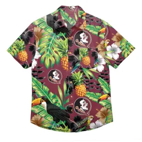 Florida State Seminoles NCAA Mens Floral Button Up Shirt