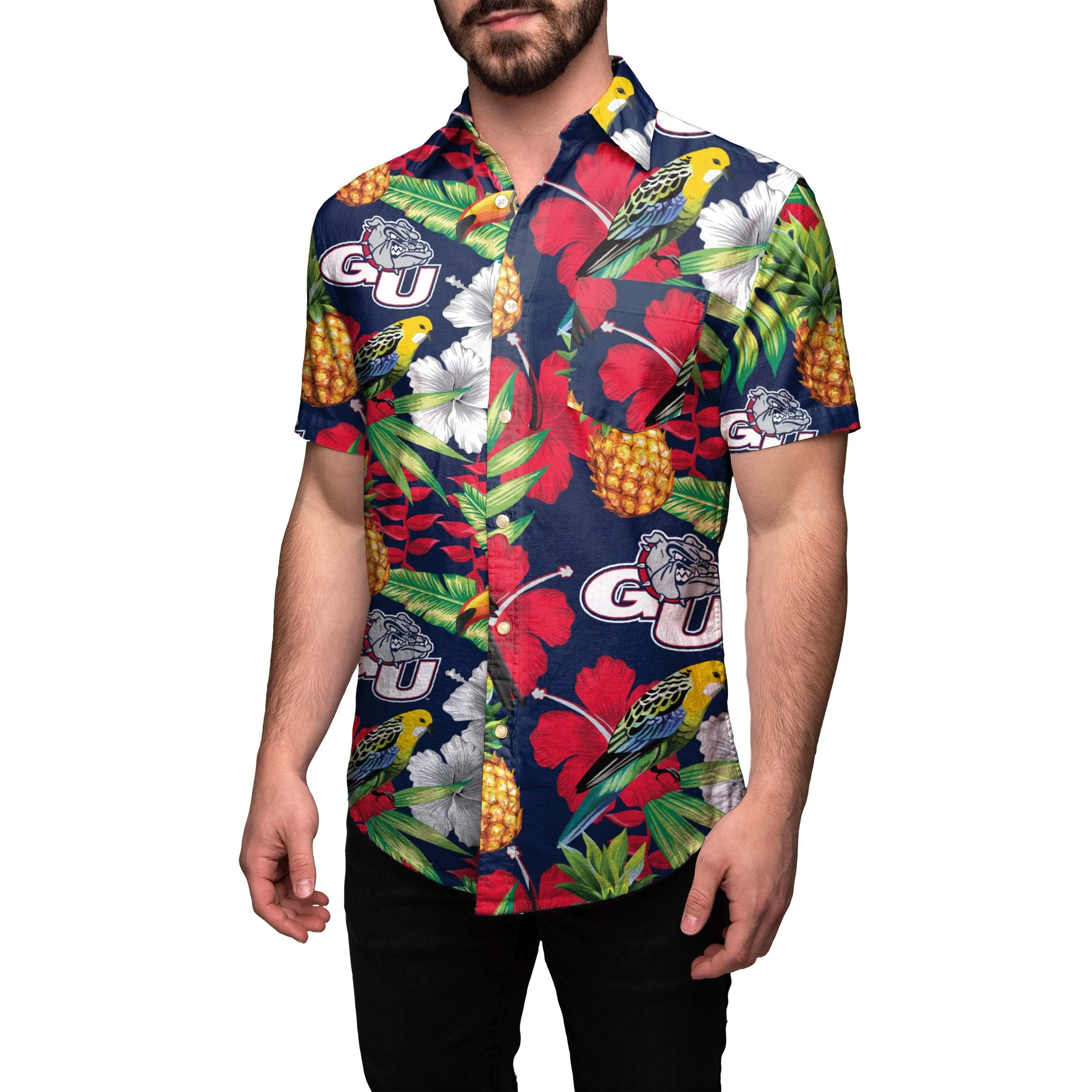 Gonzaga Bulldogs NCAA Mens Floral Button Up Shirt