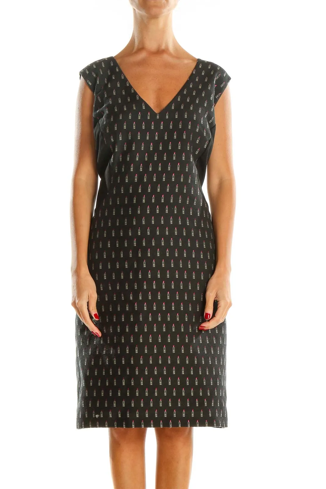 Gray Printed Sheath Dress