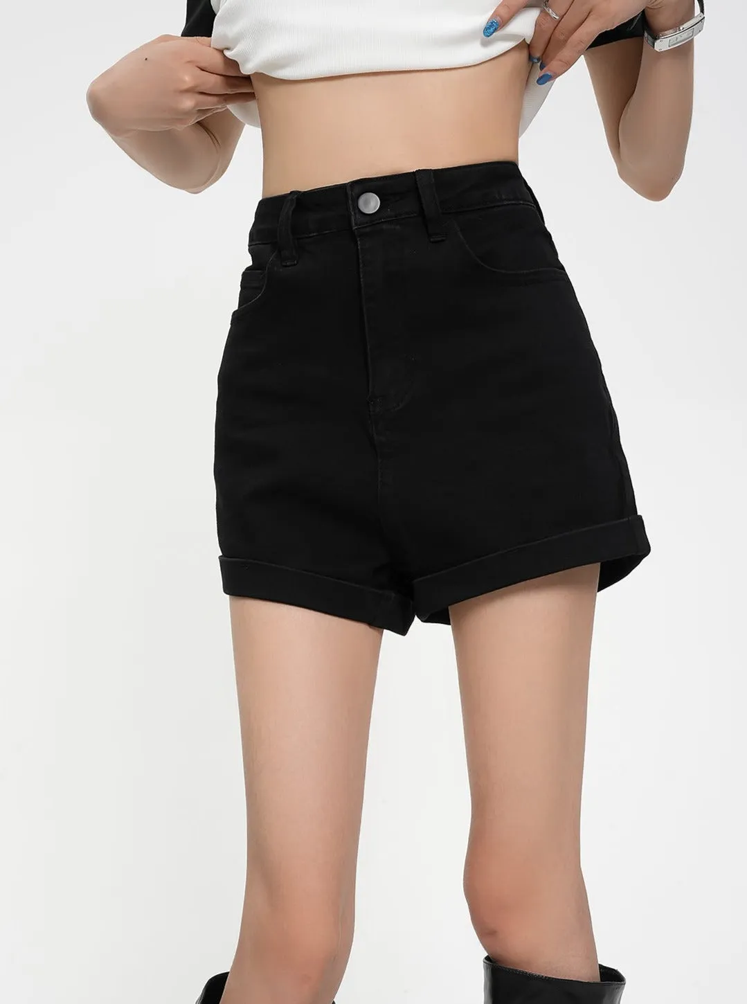 High-Waisted Tailored Shorts - Elegant Black Mini Dress Shorts