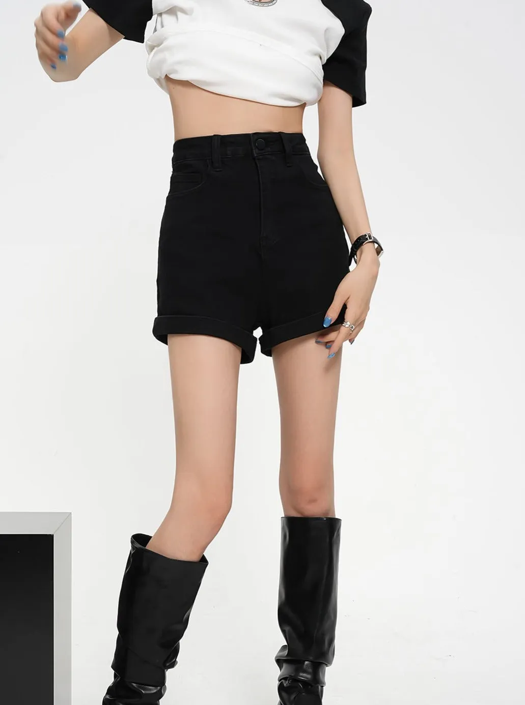 High-Waisted Tailored Shorts - Elegant Black Mini Dress Shorts