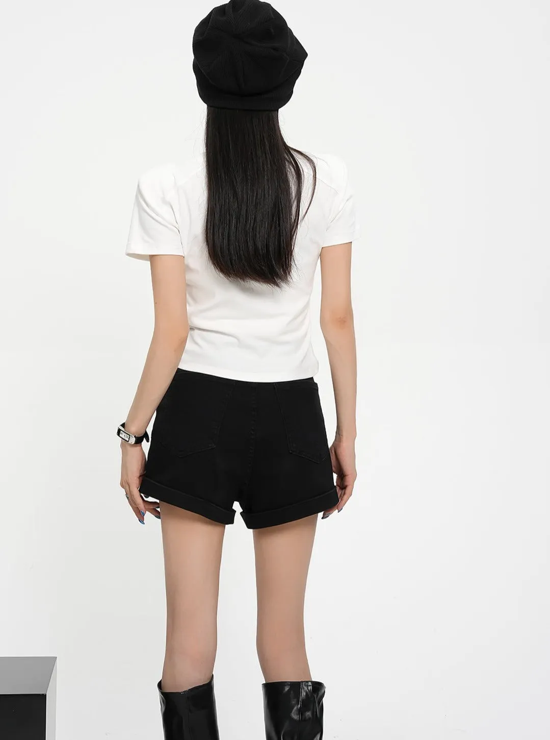 High-Waisted Tailored Shorts - Elegant Black Mini Dress Shorts