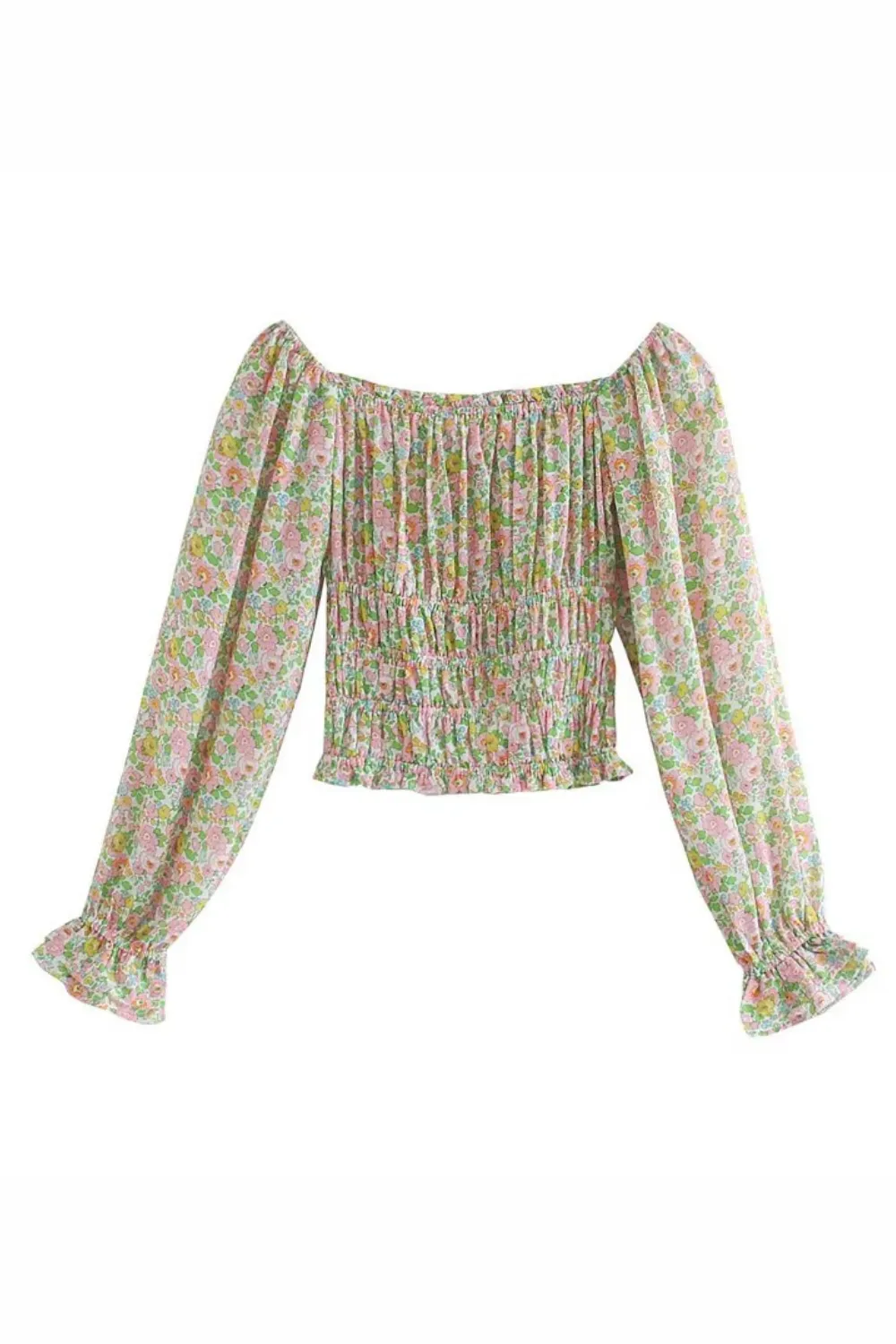 'Hilda' Floral Pleated Long Sleeve Top