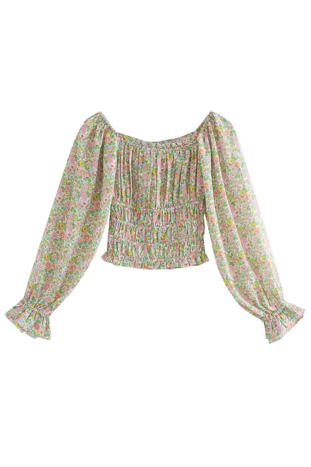 'Hilda' Floral Pleated Long Sleeve Top