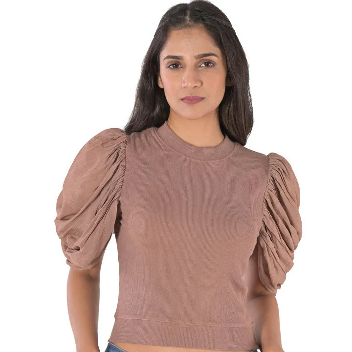 Hosiery Blouses - Mesh Pleated Sleeves