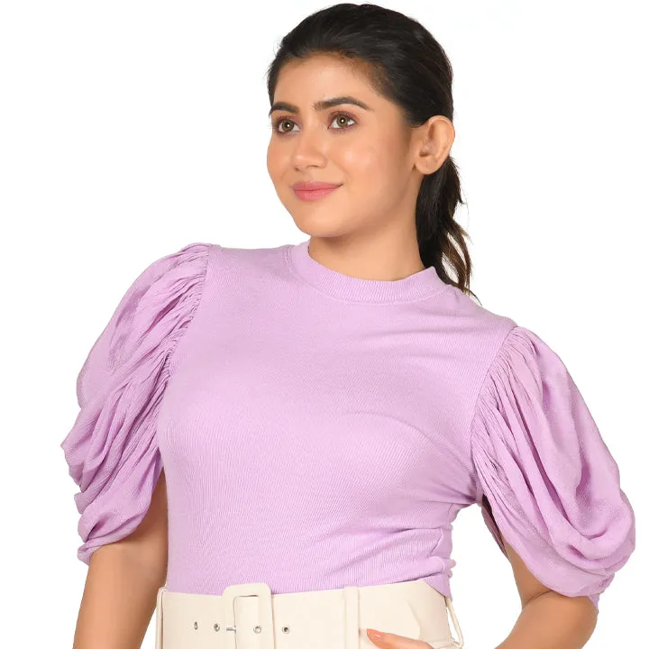 Hosiery Blouses - Mesh Pleated Sleeves