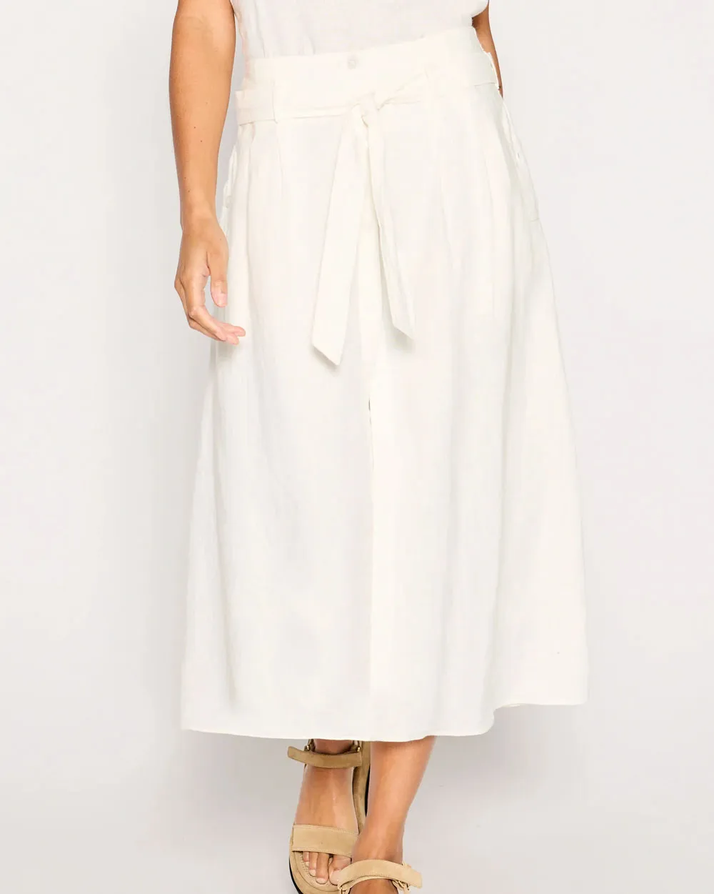 Ivory Teagan Belted Skirt