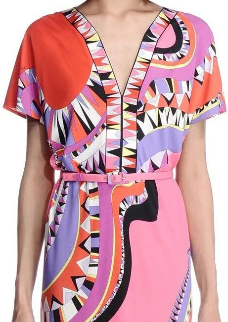 Kaleidoscope-Print Belted Dress