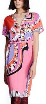 Kaleidoscope-Print Belted Dress