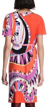 Kaleidoscope-Print Belted Dress