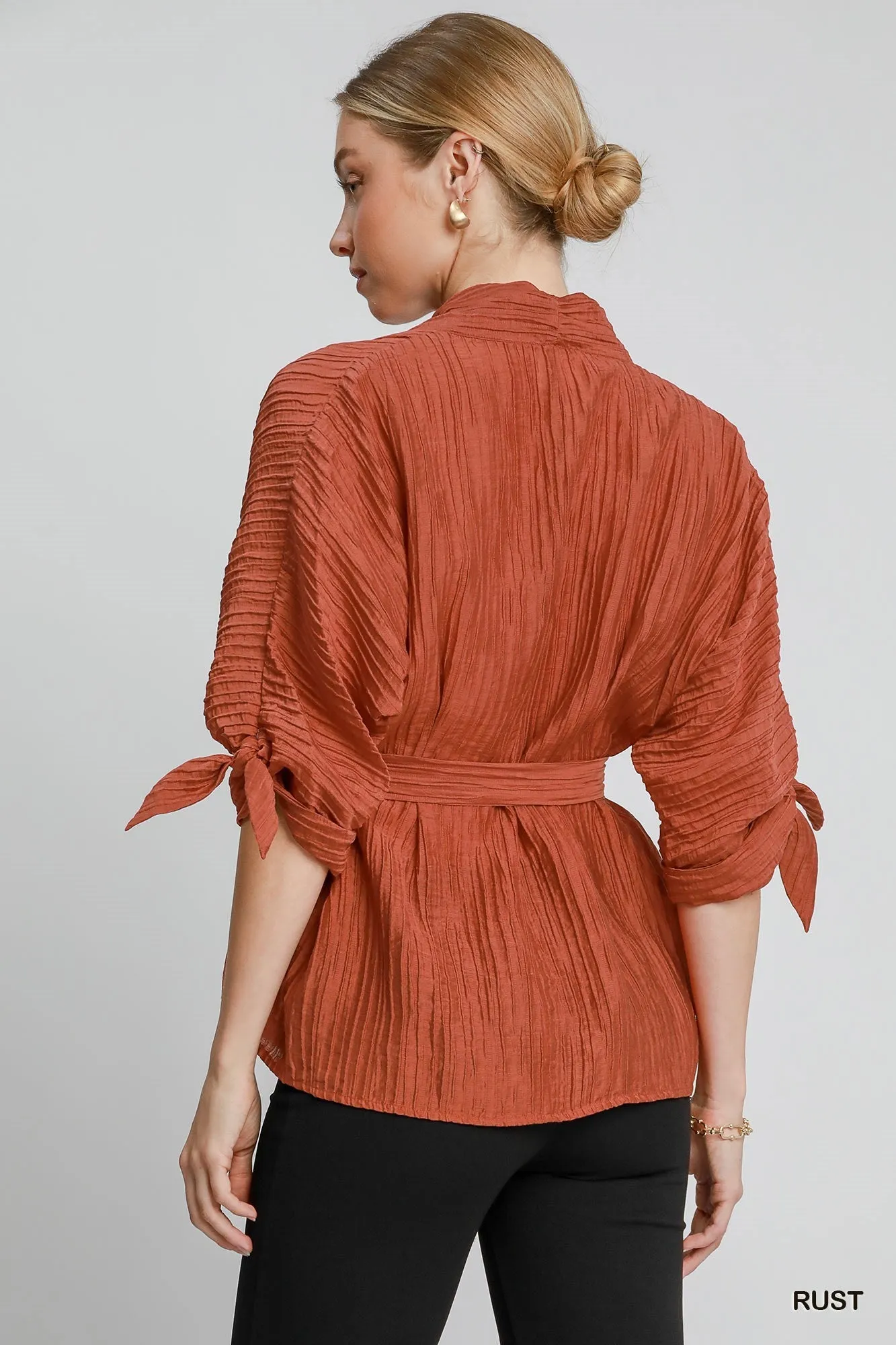 Kelsey Pleated Top - Rust