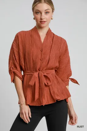 Kelsey Pleated Top - Rust